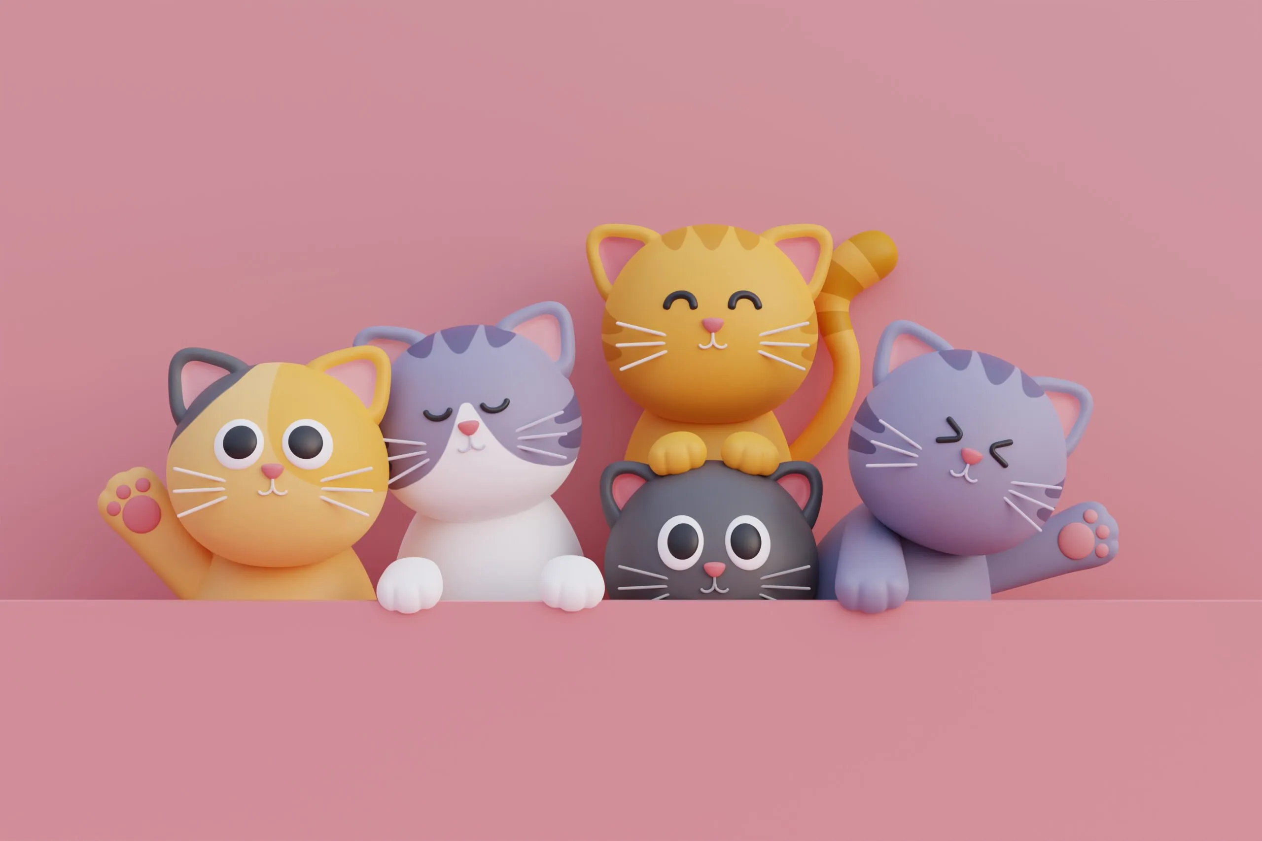 Adorable 3D cat illustration
